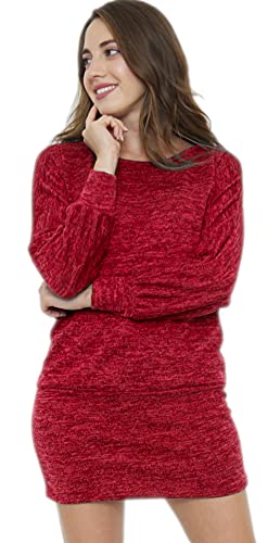 Van Der Rich ® - Minikleid Pullover im Oversize-Stil mit Fledermausärmeln - Damen (Rot, M-L) von Van Der Rich