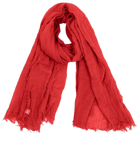 Van Der Rich ® - Schal mit fein gekreppter Oberfläche für Damen und Herren (45-Rot, One Size) von Van Der Rich