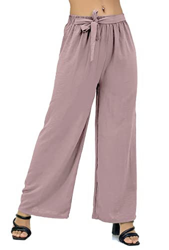 Van Der Rich ® - Sommerhose Ample Elegant Hohe Taille Lässige Palazzo Hose - Damen (Altrosa, One Size) von Van Der Rich