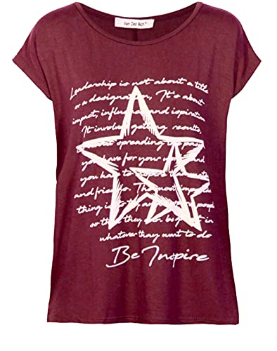 Van Der Rich ® - T-Shirt mit gedrucktem Design - Damen (Bordeaux, L) von Van Der Rich