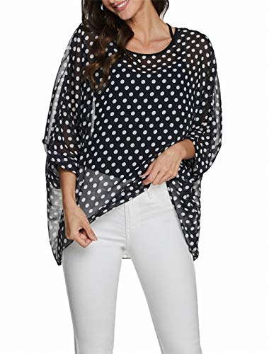 Vanbuy Damen-Poncho mit Fledermausärmeln, bedruckt, Chiffon, lässig, locker, durchsichtiger Bluse, 4400, Einheitsgröße Vanbuy Damen-Poncho mit Fledermausärmeln, bedruckt, Chiffon, lässig, locker, durchsichtiger Bluse, 4400, Einheitsgröße von Vanbuy