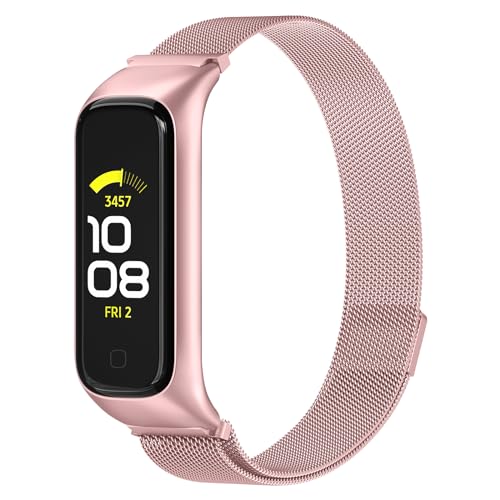 Vancle Armband für Samsung Galaxy Fit 2 Armband für Damen Herren, Magnetisch Metall Edelstahl Ersatzarmband Verstellbar Sport Uhrenarmband für Samsung Galaxy Fit 2, Elegantes Rosa von Vancle