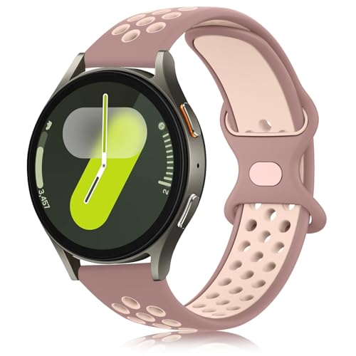 Vancle Armband kompatibel mit Samsung Galaxy Watch 6 Classic, 47 mm, weiches Silikon-Sportarmband für Samsung Galaxy Watch 6, Band für Herren und Damen, Rauchviolett-Rosa von Vancle