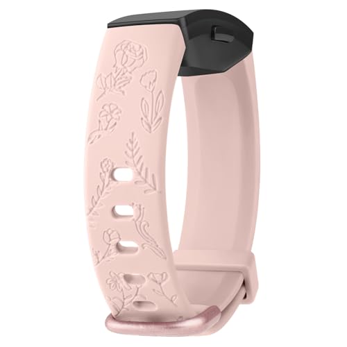 Vancle Gravierte Armbänder für Fitbit Inspire 2/Inspire HR/Inspire Fitness Tracker, TPU wasserdicht Floral Ersatzarmbänder für Fitbit Inspire HR/Inspire 2/Inspire Damen Herren von Vancle