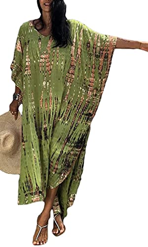 Vangreynve Damen Strandkleid Maxi Kaftan Boho Strandponcho Lange Bikini Cover Ups Sommerkleid Maxikleid One Size von Vangreynve