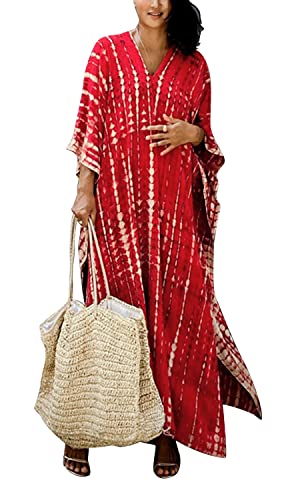 Vangreynve Damen Strandkleid Maxi Kaftan Boho Strandponcho Lange Bikini Cover Ups Sommerkleid Maxikleid One Size von Vangreynve