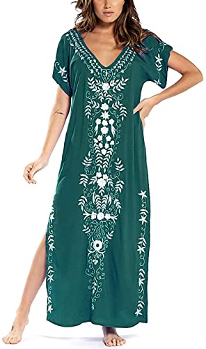 Vangreynve Damen Strandkleid Maxi Kaftan Boho Strandponcho Lange Bikini Cover Ups Sommerkleid Maxikleid One Size von Vangreynve