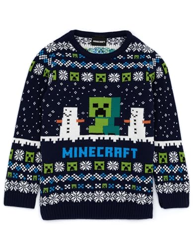 Vanilla Underground Minecraft Jumper Jungen & Mädchen Creeper Strick Langarm Kinder Weihnachts 9-10 Jahre von Minecraft