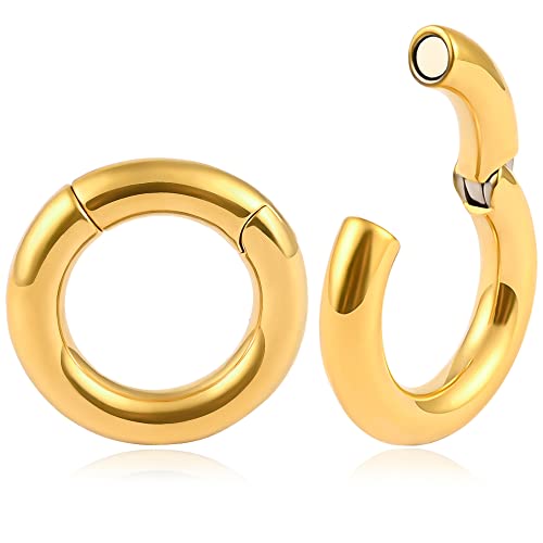 Vankula Ohr Gewichte Flesh Ear Weights Hangers Hoop Edelstahl für männer damen Ohrpiercing Gestreckte Schmuck 6mm(2G) x30mm Gold von Vankula