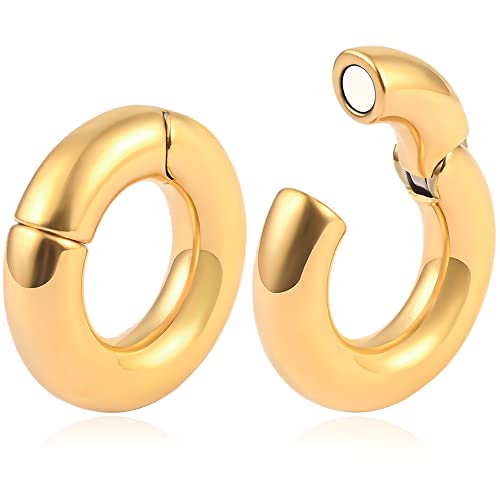 Vankula Ohr Gewichte Flesh Ear Weights Hangers Hoop Edelstahl für männer damen Ohrpiercing Gestreckte Schmuck 8mm(0G) x30mm Gold von Vankula