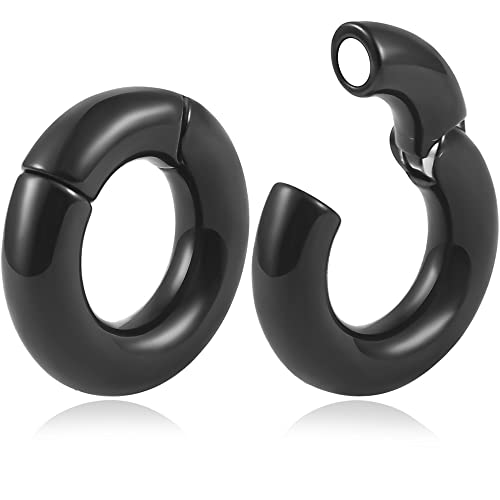 Vankula Ohr Gewichte Flesh Ear Weights Hangers Hoop Edelstahl für männer damen Ohrpiercing Gestreckte Schmuck 8mm(0G) x30mm Schwarz von Vankula