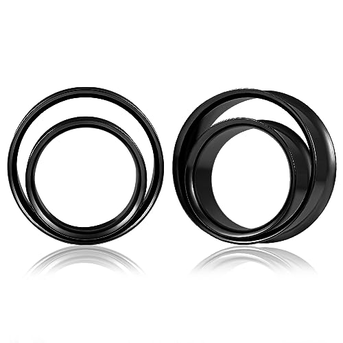 Vankula Ohr Tunnel 1 Paar Double Flared Flesh Plugs Doppellagig Rund Edelstahl für männer damen Ohrpiercing Schmuck 12mm(1/2") Schwarz 1 von Vankula