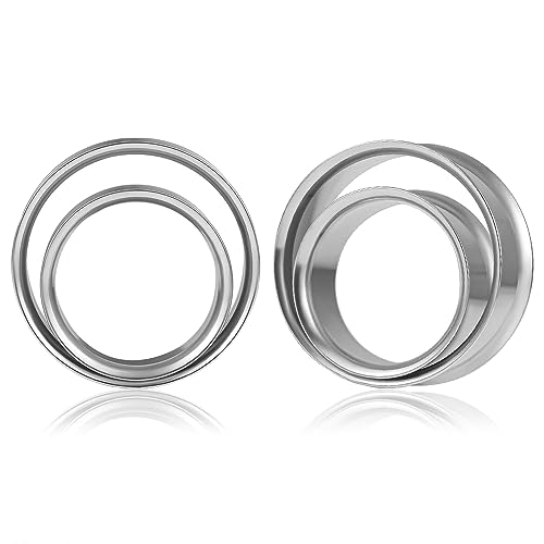 Vankula Ohr Tunnel 1 Paar Double Flared Flesh Plugs Doppellagig Rund Edelstahl für männer damen Ohrpiercing Schmuck 14mm(9/16") Silber 1 von Vankula