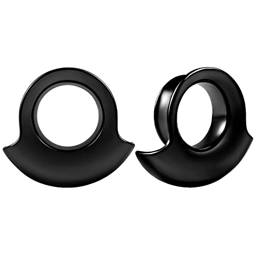 Vankula Ohr Tunnel 1 Paar Double Flared Flesh Plugs Ohrlobe-Manschette Edelstahl für männer damen Ohrpiercing Gestreckte Schmuck 10mm(00G) Schwarz von Vankula