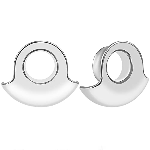 Vankula Ohr Tunnel 1 Paar Double Flared Flesh Plugs Ohrlobe-Manschette Edelstahl für männer damen Ohrpiercing Gestreckte Schmuck 10mm(00G) Silber von Vankula