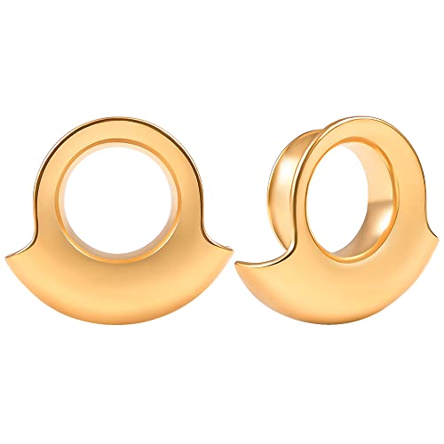 Vankula Ohr Tunnel 1 Paar Double Flared Flesh Plugs Ohrlobe-Manschette Edelstahl für männer damen Ohrpiercing Gestreckte Schmuck 12mm(1/2") Gold von Vankula