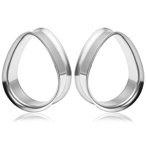 Vankula Ohr Tunnel 1 Paar Double Flared Flesh Plugs Tropfenform Edelstahl für männer damen Ohrpiercing Schmuck 19mm(3/4") Lila von Vankula