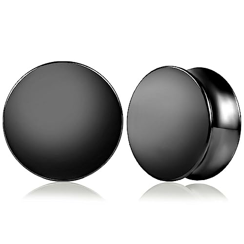 Vankula Ohr Tunnel 1 Paar Flesh Plugs Fest Rund Edelstahl für männer damen Ohrpiercing Gestreckte Schmuck 10mm(00G) Schwarz 1 von Vankula