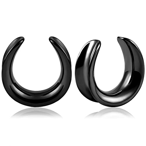 Vankula Ohr Tunnel 1 Paar Saddles Flesh Plugs Edelstahl für männer damen Ohrpiercing Schmuck 10mm(00G) Schwarz von Vankula