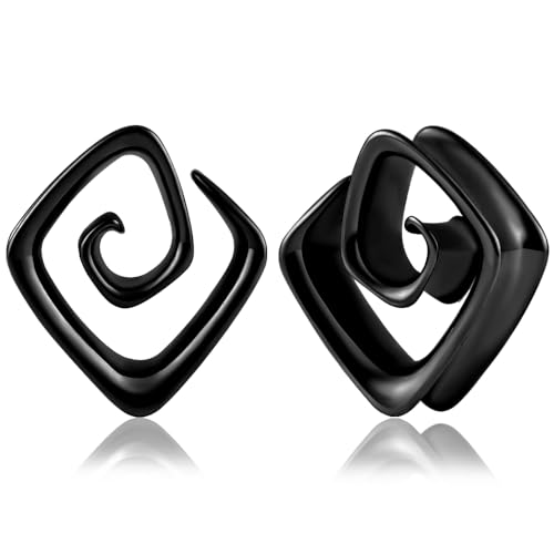 Vankula Ohr Tunnel 1 Paar Saddles Flesh Plugs Spirale Edelstahl für männer damen Ohrpiercing Schmuck 14mm(9/16") Schwarz von Vankula