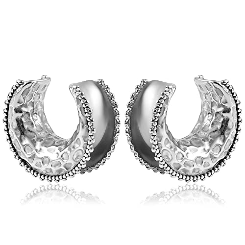 Vankula Ohr Tunnel 1 Paar Saddles Flesh Plugs Spitze Edelstahl für männer damen Ohrpiercing Gestreckte Schmuck 14mm(9/16") Silber von Vankula