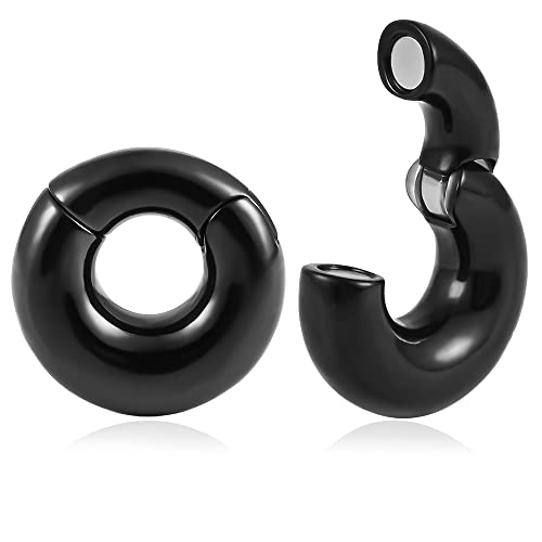 Vankula Ohr Tunnel Gewichte Hangers Creolen Edelstahl für männer damen Ohrpiercing Gestreckte Schmuck 6mm(2G) Schwarz von Vankula