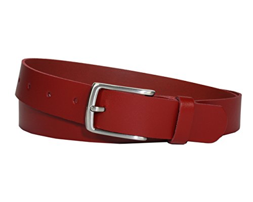 Vascavi Ledergürtel echt Leder, 3 cm breit und ca. 0.25 cm stark, Gürtel, Anzugsgürtel, Hüftgürtel, Jeansgürtel, Made in Germany (105 cm Gesamtlänge 115 cm, Rot) von Vascavi