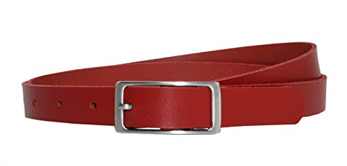 Vascavi Ledergürtel, 2 cm breit, Made in Germany, echt Leder Gürtel für Damen, als Hüftgürtel, kürzbar (100 cm Gesamtlänge 110 cm, Rot) von Vascavi