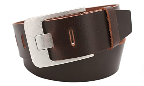 Vascavi Ledergürtel, 4,5 cm breit, Echtes Leder, Unisex Gürtel für Damen und Herren, MADE IN GERMANY, AM61-VL-Dunkelbraun-115 von Vascavi