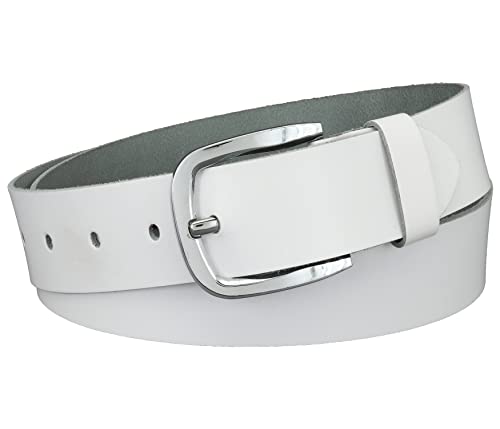 Vascavi Ledergürtel, 4 cm breit, Echtes Leder, Unisex Gürtel für Damen und Herren, MADE IN GERMANY, AM516-SL-Weiss-115 von Vascavi