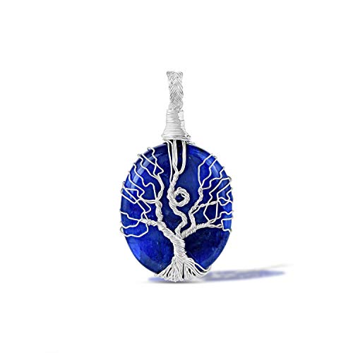 Saphir-Anhänger, blauer Saphir-Anhänger, Sterlingsilber-Anhänger, mit Draht umwickelter Saphir-Anhänger, Saphir-Anhänger, Schmuck, echter blauer Saphir von Vatslacreations