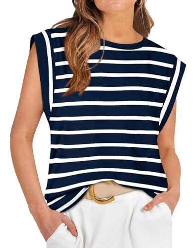 Vcindai Damen Sommer Top Ärmellose T-Shirt Rundhals Oberteile von Vcindai