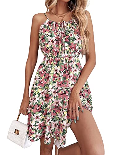 Vcindai Damen Sommerkleid Schulterfrei Kleid Sommer Blumenkleid Ärmelloses Kleider von Vcindai