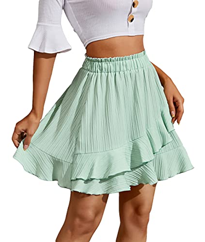 Vcindai Damen Sommerrock Kurz Rüschen Rock Layered Skirt Minirock von Vcindai