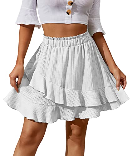 Vcindai Damen Sommerrock Kurz Rüschen Rock Layered Skirt Minirock von Vcindai