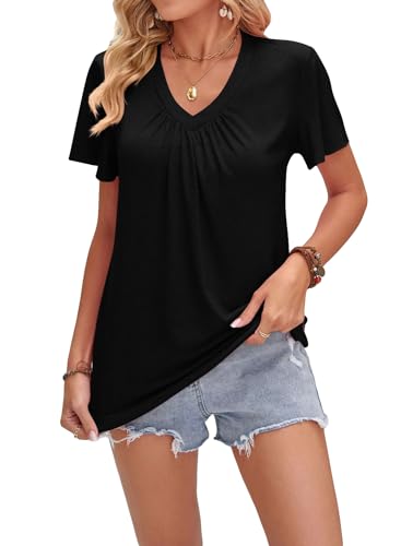 Vcindai Damen V Ausschnitt Tshirt Sommer Shirt Kurzarm Oberteile von Vcindai