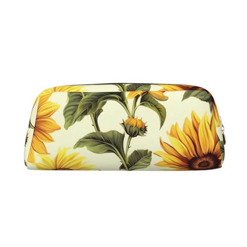 Federmäppchen, großes Federmäppchen, Sommer-Sonnenblumen-Motiv, für Büro, kleine Reißverschlusstasche für Bleistifte, gold, Einheitsgröße, Kosmetiktasche von VducK