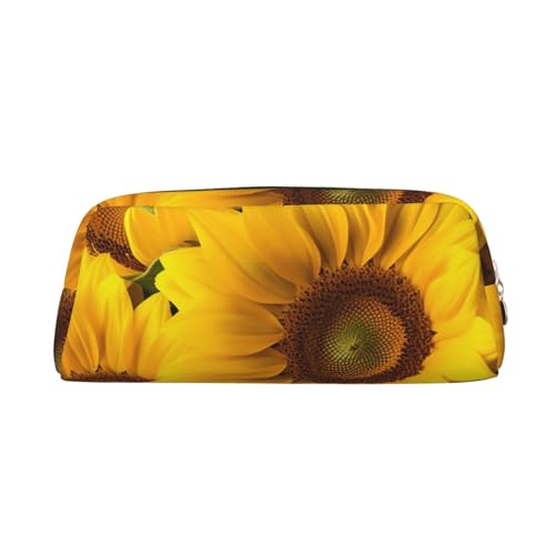 Federmäppchen, großes Federmäppchen, Sonnenblumen, gelbe Blumen, Federmäppchen für Büro, kleine Reißverschlusstasche für Bleistifte, gold, Einheitsgröße, Kosmetiktasche von VducK