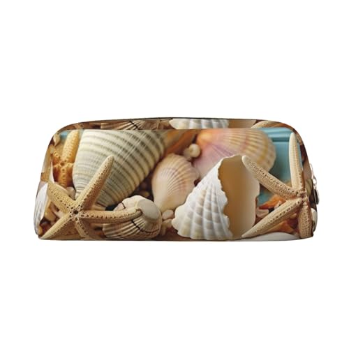 Federmäppchen, großes Federmäppchen, Strand-Thema, Muscheln, Federmäppchen für Büro, kleine Reißverschlusstasche für Bleistifte, gold, Einheitsgröße, Kosmetiktasche von VducK