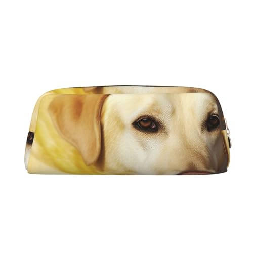 Federmäppchen, großes Federmäppchen, gelber Hund, Federmäppchen für Büro, kleine Reißverschlusstasche für Bleistifte, gold, Einheitsgröße, Kosmetiktasche von VducK