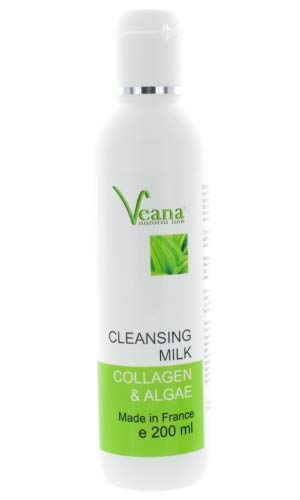 Collagen & Algen Reinigungsmilch (200ml) - Gesichtsreinigungsmilch bei trockener, gereizter und geröteter Haut. Auch als Make-Up Entferner geeignet. von Veana