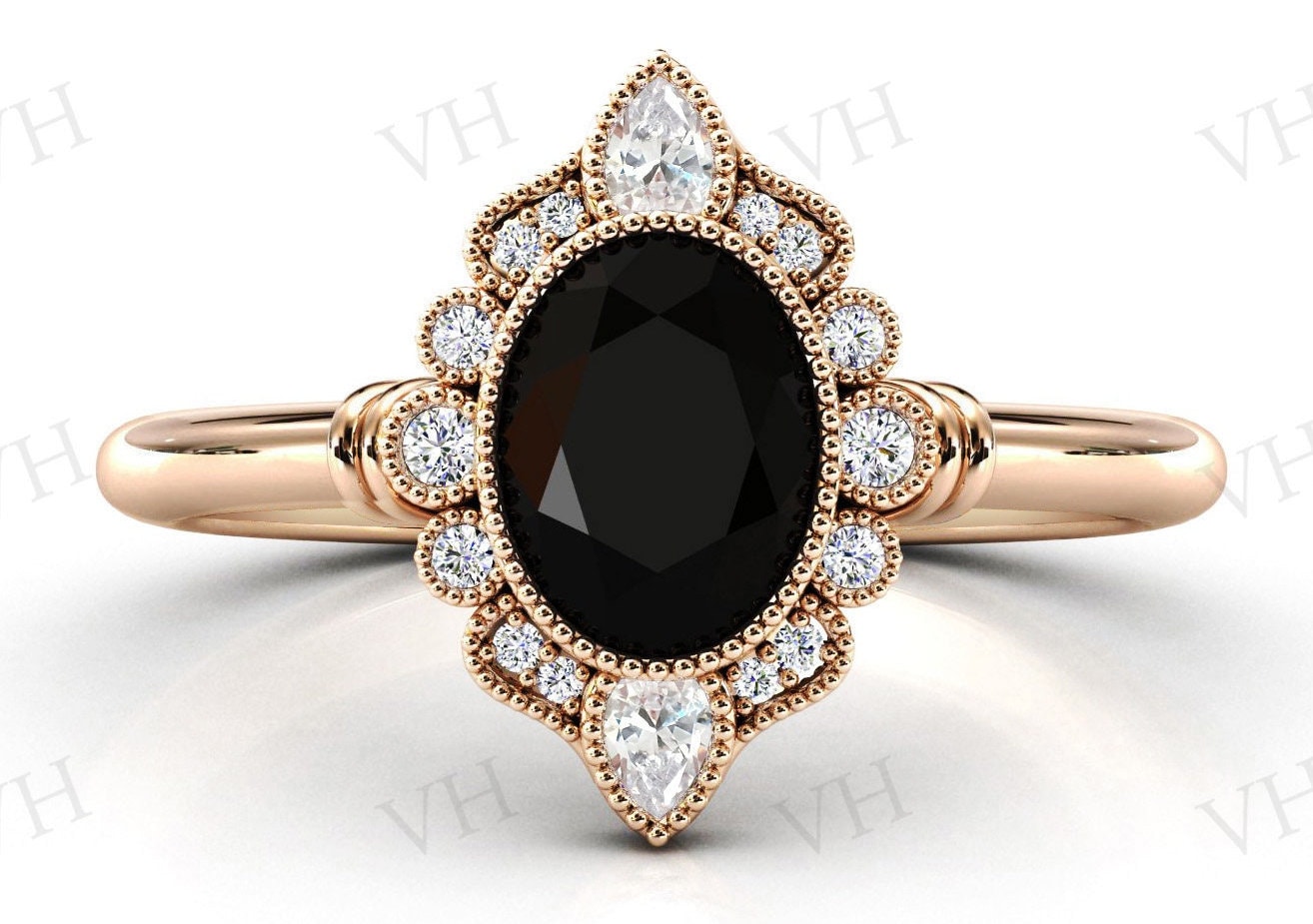 Art Deco Vintage Schwarzer Onyx Verlobungsring 14K Rosegold Ehering Für Frauen Sterling Silber Antik von VectorHarbour