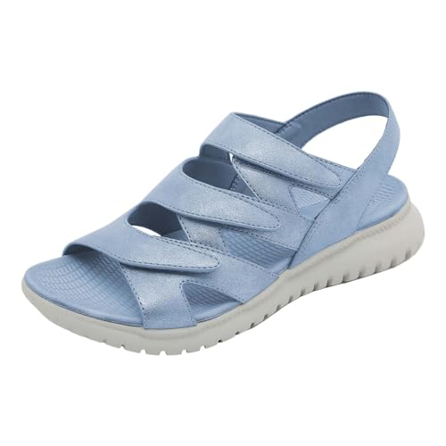 Vectry Artvive OrthopäDische Schuhe Gioseppo Schuh Desinfektionsspray Kybun Schuhe Damen Sommerschuhe Damen Damen Casual Schnalle Flache RöMische Schuhe Sommermode Damen Sandalen (Light Blue, 41) von Vectry