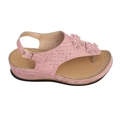 Vectry Damen-Plateausandalen mit Fischgrätmuster und Schnalle und Blumenmuster Krankenhaus Schuhe Damen (Pink, 35) von Vectry