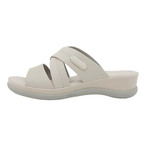 Vectry Damen Sandalen Outdoor Sandalen Dicke Boden Freizeit klassische Mode lässig lässige Nicht -Slip täglich atmungsaktiv zwei Paar Frauen Mädchen Sandalen Sandalen (Beige, 40) von Vectry