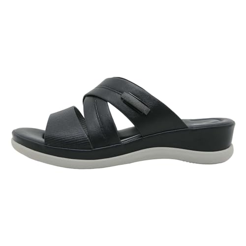 Vectry Damen Sandalen Outdoor Sandalen Dicke Boden Freizeit klassische Mode lässig lässige Nicht -Slip täglich atmungsaktiv zwei Paar Frauen Mädchen Sandalen Sandalen (Black, 38) von Vectry