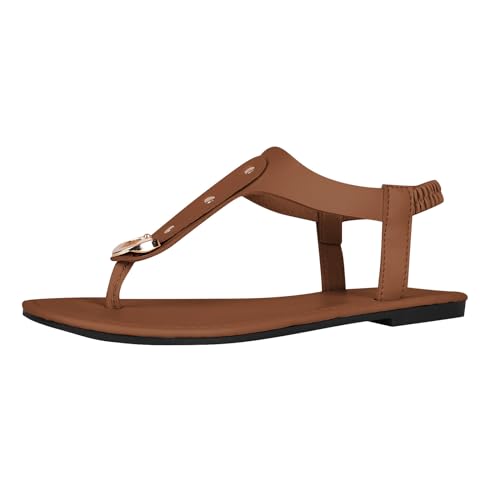 Vectry Damen-Strandsandalen, hohle lässige Hausschuhe, flache Schuhe, Retro-Sandalen Damen Schuhe Rot (Brown, 36) von Vectry