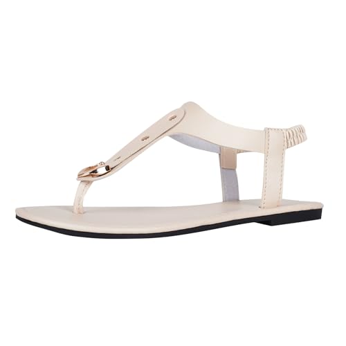 Vectry Damen-Strandsandalen, hohle lässige Hausschuhe, flache Schuhe, Retro-Sandalen Damen Schuhe Rot (White, 36) von Vectry