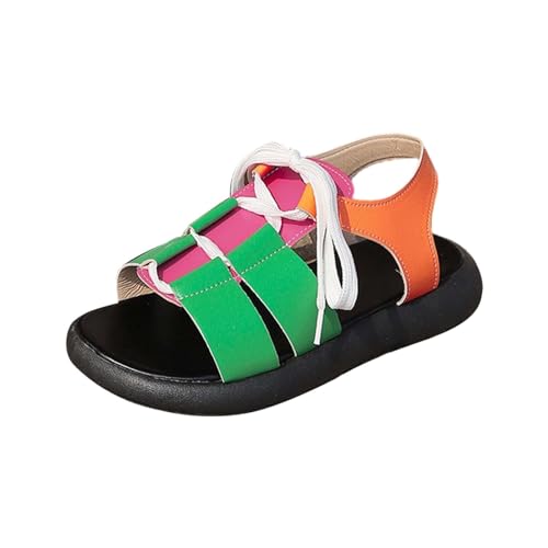 Vectry Frauen Casual Seite Hohl Gürtel Schnalle Flache Römische Schuhe Sommer Sandalen Krankenhaus Schuhe Damen Bären (Orange, 36) von Vectry