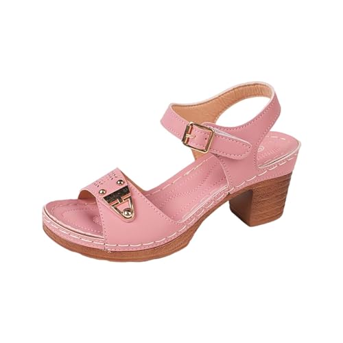 Vectry Frauen Casual Seite Hohl Gürtel Schnalle Slope Bottom Römische Schuhe Sommer Sandalen Damenschuhe Sommerschuhe 39 (Pink, 36) von Vectry